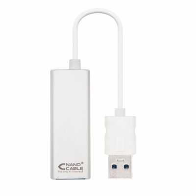 USB 3.0/RJ-45, Nanocable 0.15m Plata