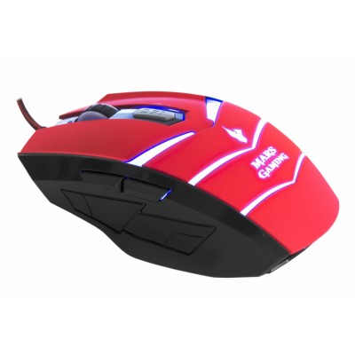 Mars Gaming MMVU1 USB Óptico 5000DPI Negro, Rojo ratón