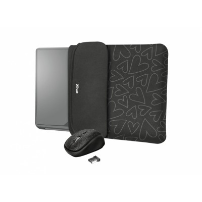 Funda + Ratón Inalámbrico Trust Yvo Corazones para Portátiles hasta 15.6"/ Negro