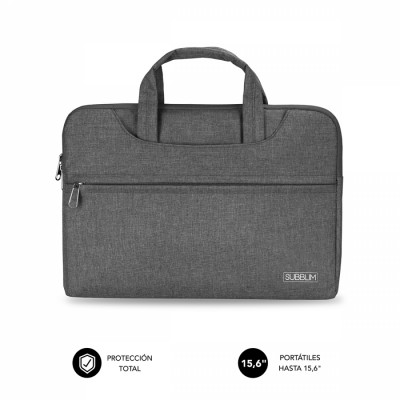 Maletín Subblim Business Laptop Sleeve para Portátiles hasta 15.6"/ Cinta para Trolley/ Gris