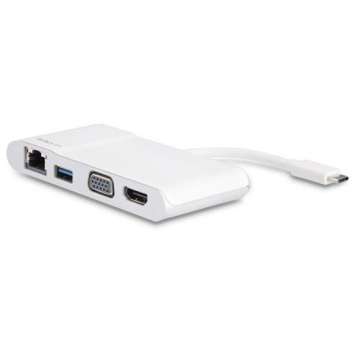 Adaptador Multipuertos USB-C para Ordenadores Portátiles - HDMI o VGA 4K - USB 3.0 - Blanco y Plateado