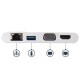 Adaptador Multipuertos USB-C para Ordenadores Portátiles - HDMI o VGA 4K - USB 3.0 - Blanco y Plateado