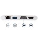 Adaptador Multipuertos USB-C para Ordenadores Portátiles - HDMI o VGA 4K - USB 3.0 - Blanco y Plateado