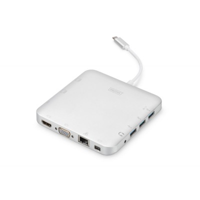 DA-70863 base para portátil y replicador de puertos Alámbrico USB 3.1 (3.1 Gen 2) Type-C Plata