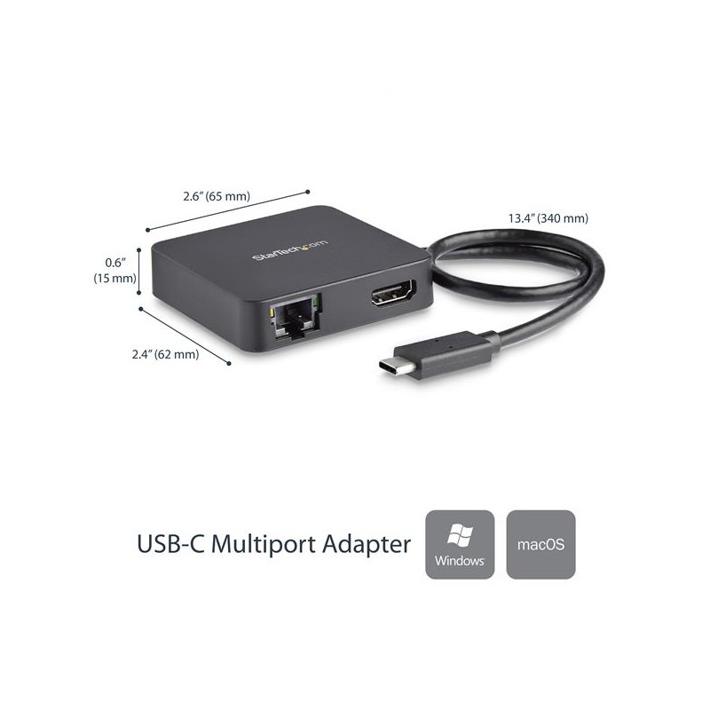Adaptador Multipuertos USB Tipo C Ordenador Portátil - Docking Station con Red HDMI 4K y USB-A -